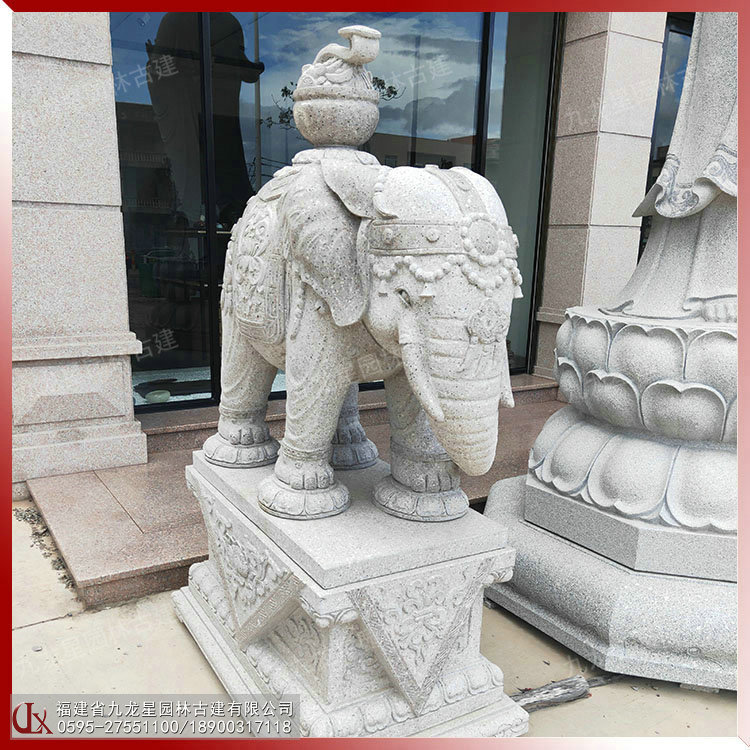 門(mén)口石雕大象擺放圖