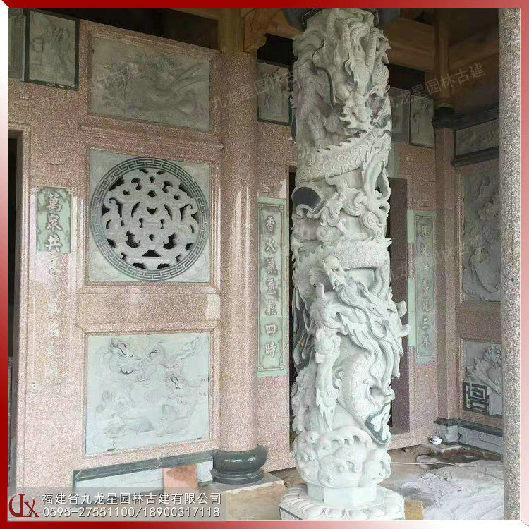 石雕祠堂龍柱圖片