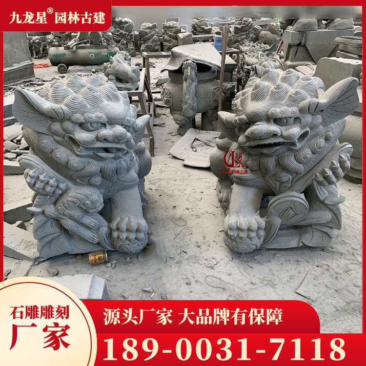 墓地石獅子圖片